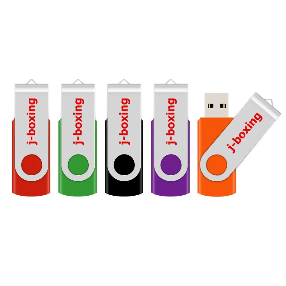 J-бокс флэш-накопители USB флэш-накопитель металлический корпус и поворотное на флэшке, 1 Гб 2 Гб 4 ГБ 8 ГБ 16 ГБ оперативной памяти, 32 Гб встроенной памяти, многоцветный для ПК Mac планшеты 5 шт./упак