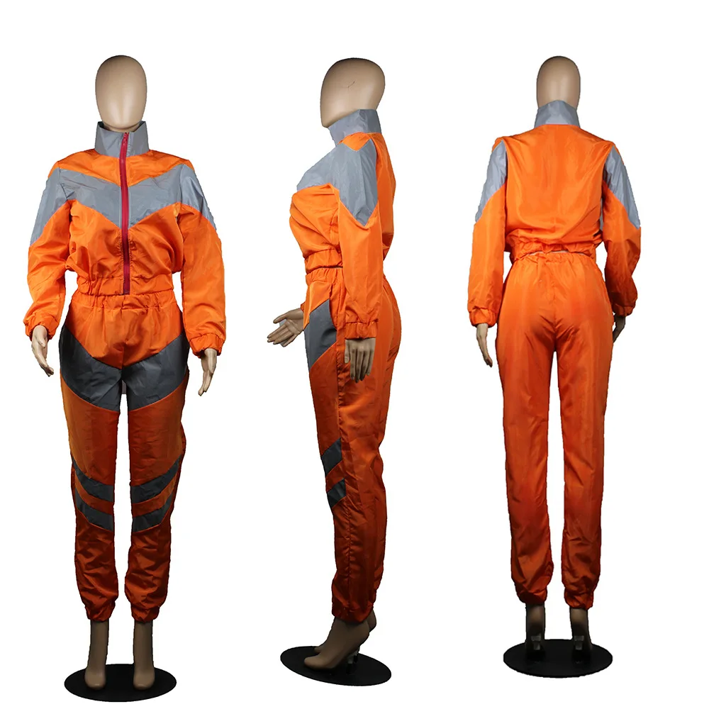 

Night Version Reflective Tracksuit Womans Outfits Streetwear Two Piece Set Zipper Jacket and Pants Women's Suit Sweatsuit Female