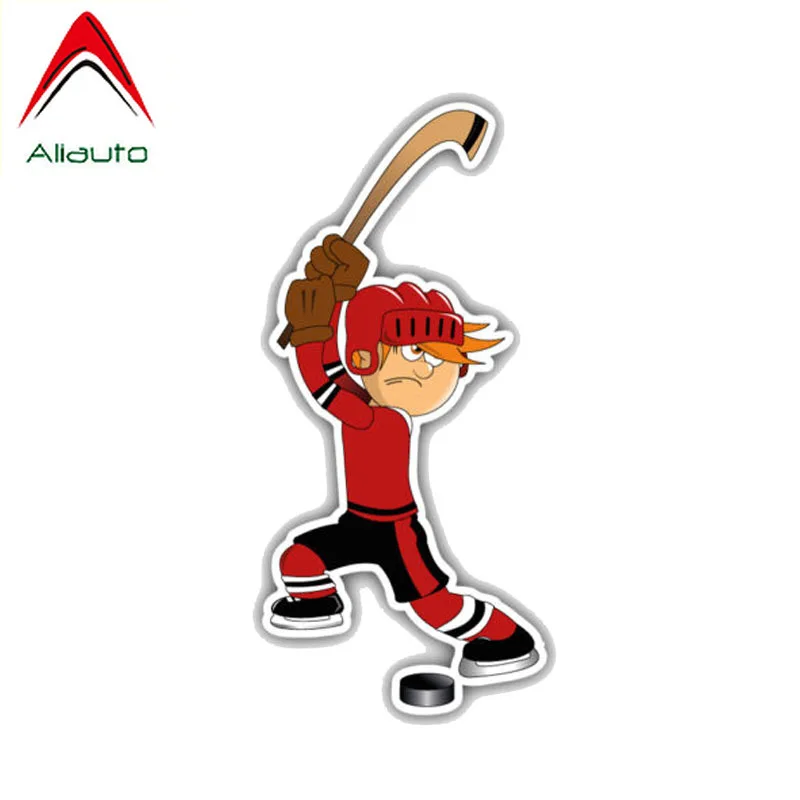 

Aliauto Interesting Car Sticker Hockey Player Cartoon PVC Decal for Mercedes Honda Toyota Volkswagen Renault Opel Seat,7cm*15cm