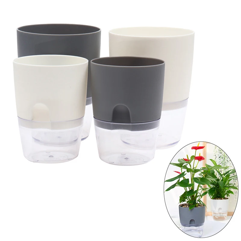

2 Layer Self Watering Plant Flower Watering Planter Handmade Pot With Water Container Round Flowerpot Home Garden Decor