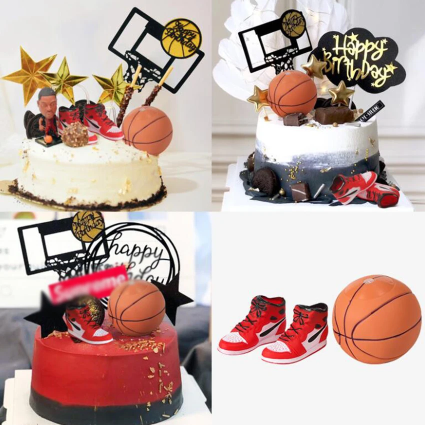 Mini Vinyl Basketball Shoe Birthday Cake Ornament Party Decorations, Kitchen DIY Baking Cupcake Topper Decorative Party Props
