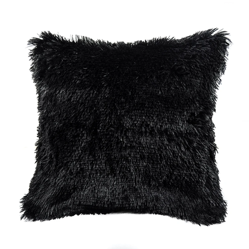 Black 45x45 см плюшевая наволочка для подушки, декоративная наволочка для дивана и кровати, мягкая уютная наволочка для подушки - Цвет: Black