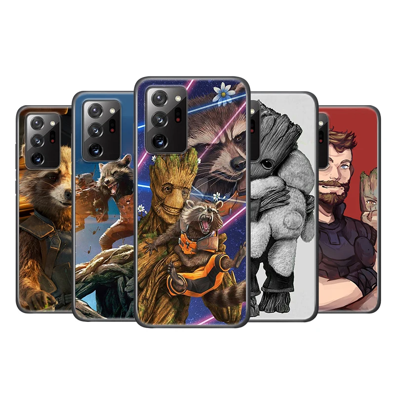 

Marvel Rocket Raccoon Avengers for Samsung Note 20 Ultra Plus 10 9 8 F52 M62 M60 M31 M02 Core Silicone Soft Black Phone Case