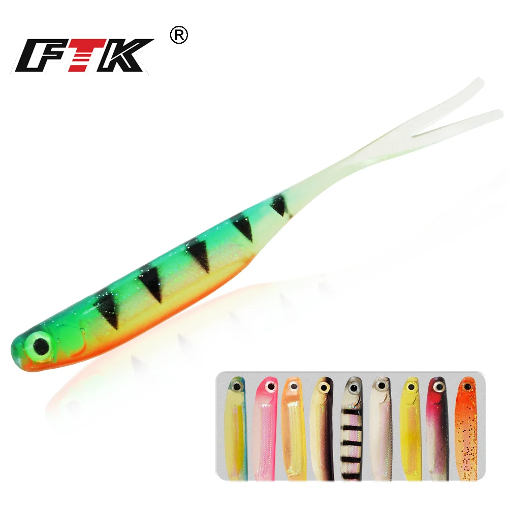 

FTK 11.5cm Soft Lure Silicone Bait Artificial Baits 1#-10# 3D Eyes Luminous Hole Metal Sequins Jig Head Soft Fishing Lure