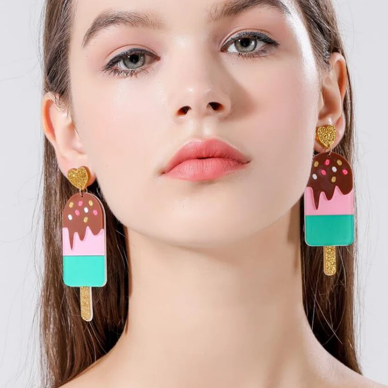 Горячая лето супер прекрасный красочный лед для крема акриловый Висячие серьги