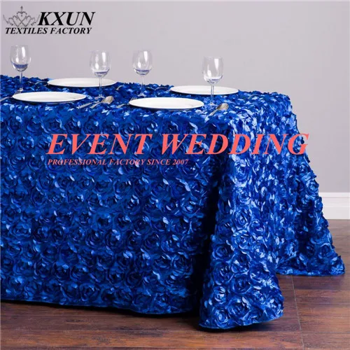 royal blue Дизайн прямоугольная атласная Розетка Скатерть Свадебная скатерть цвета вечерние украшения - Цвет: royal blue