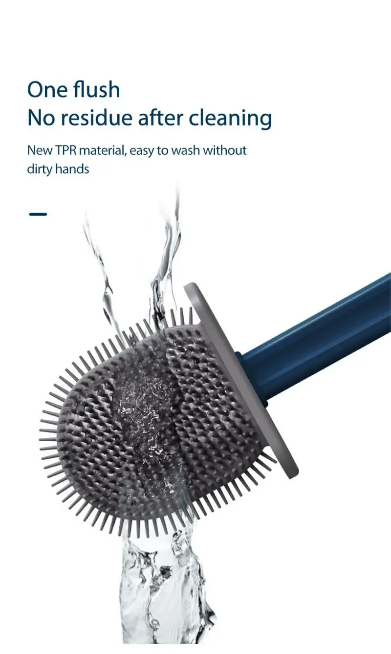 

Toilet Brush TPR Brush Head No Dead Corner Wall-mounted Toilet Cleaning Brush Wall-mounted Appliance Silicone Water-repellent