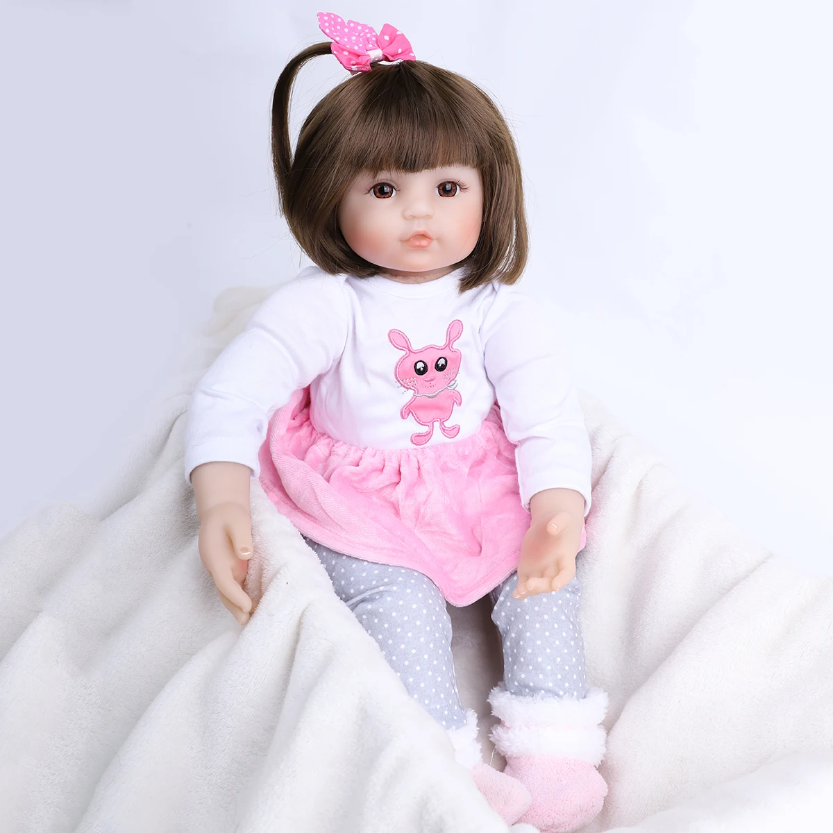 

Silicone Reborn Baby Doll 48Cm Fabric Body Super Soft Reborn Baby Toy Gift Children