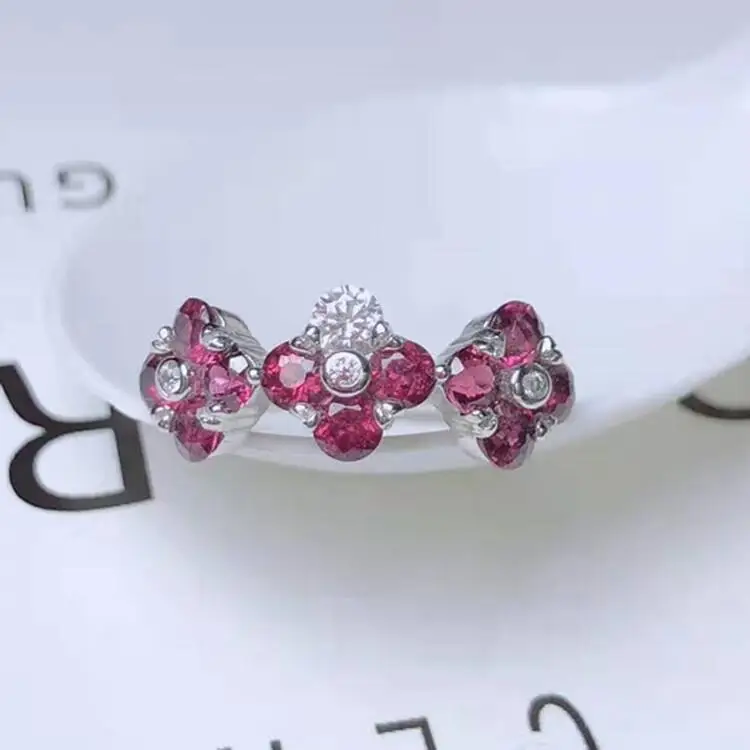 Регулируемое кольцо из серебра 925 пробы с цирконием 5А натуральный фиолетовый зуб