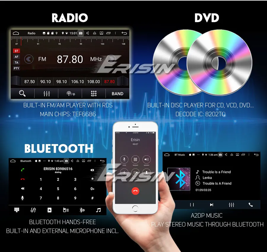 Erisin ES7718C " Android 9,0 Восьмиядерный 4 Гб ram автомобильный DVD Радио BT для Mercedes C/CLC/CLK Klasse W203 W209