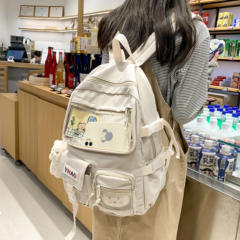 

Lovely School Bags For Teenage Girls Women's Multi-Pocket Backpack Female Anti-Theft Backpack Large-Capacity Travel Bag