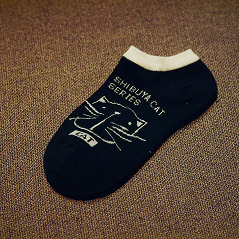 Новинка женские хлопковые носки с милым мультяшным котом короткие без пятки для