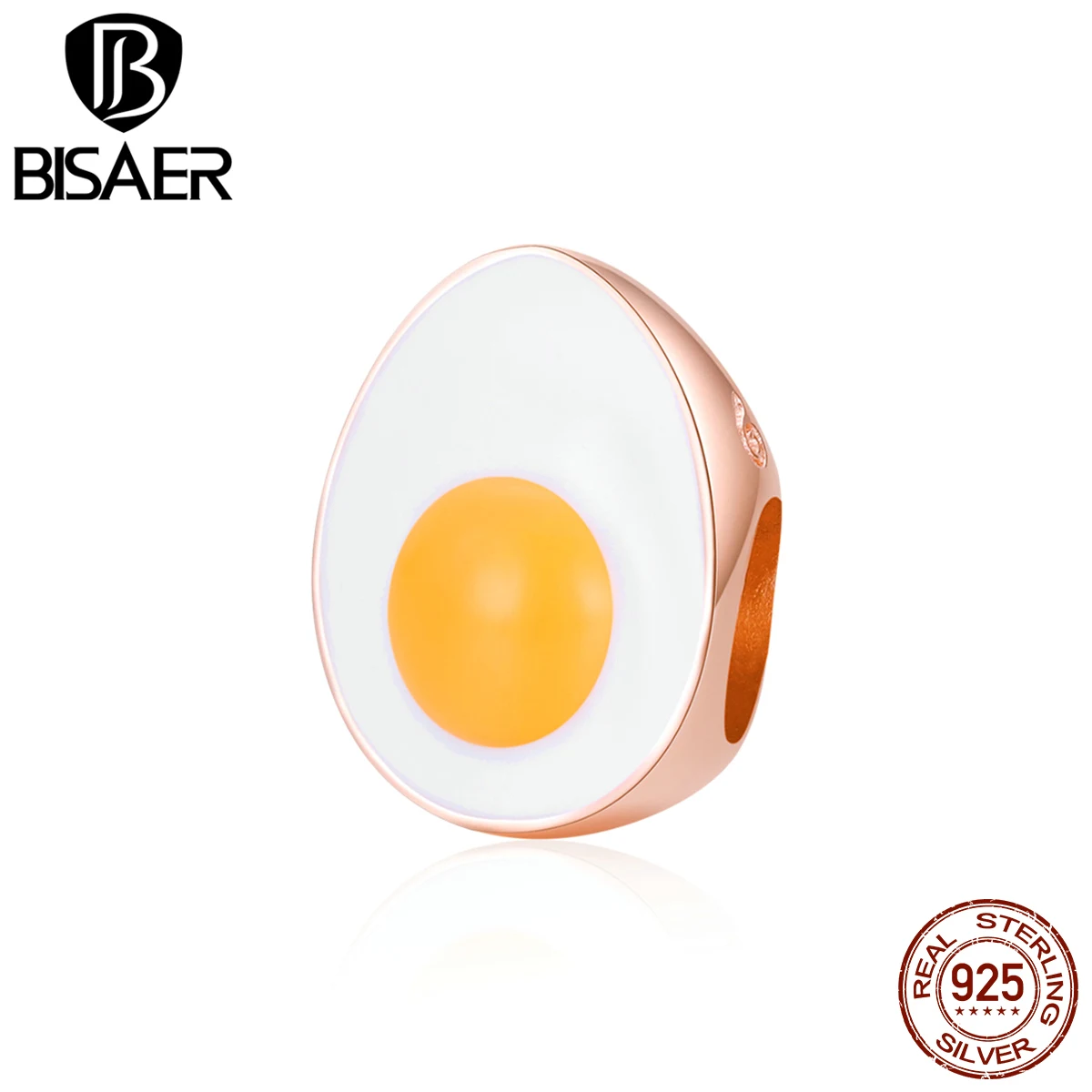 

BISAER Fun Egg Metal Beads 925 Sterling Silver Enamel Fashion Charms For Women European Charm Bracelet Bangle Jewelry EFC471