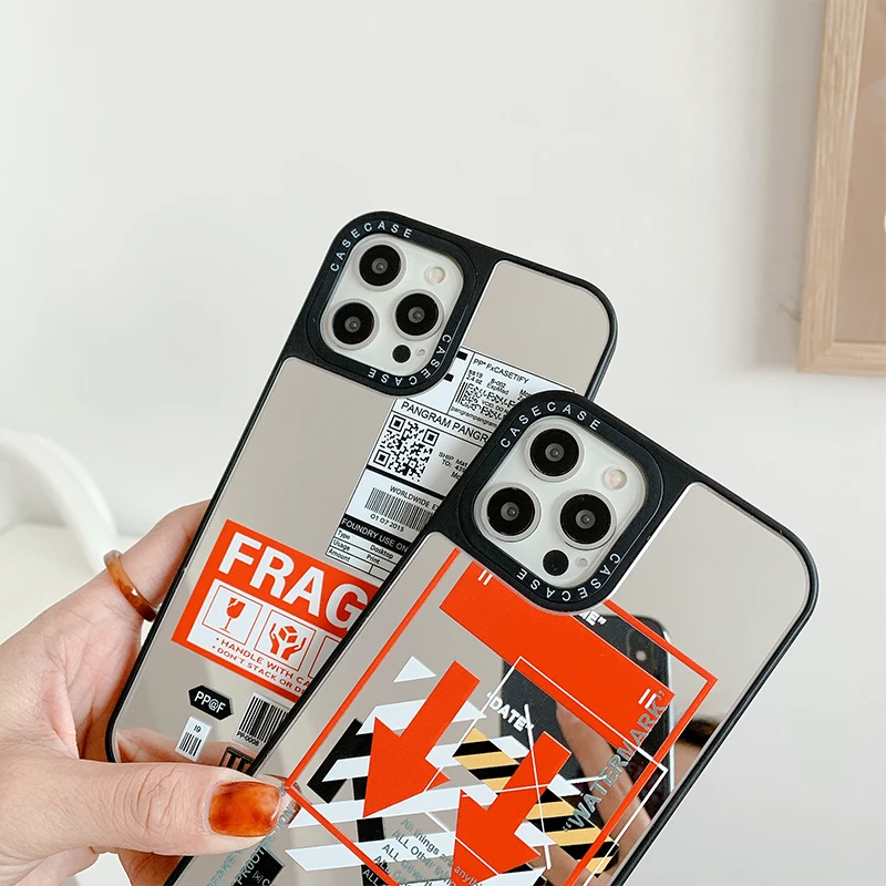 

Fashion luxury OFF Arrows brand mirror Phone Cases for iPhone7 8 8Plus XR 11 pro XS MAX 12 12Mini 12 Pro Max 11 Pro Max