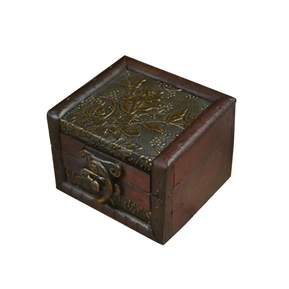 

Vintage Small Wooden Lock Jewelry Holder Necklace Bracelet Storage Gift Box