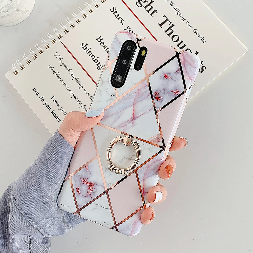 i SUYACS гальванический геометрический мраморный чехол для телефона для huawei P20 P30 Pro mate 30 20 Lite кольцо подставка мягкий IMD чехол для телефона - Цвет: i