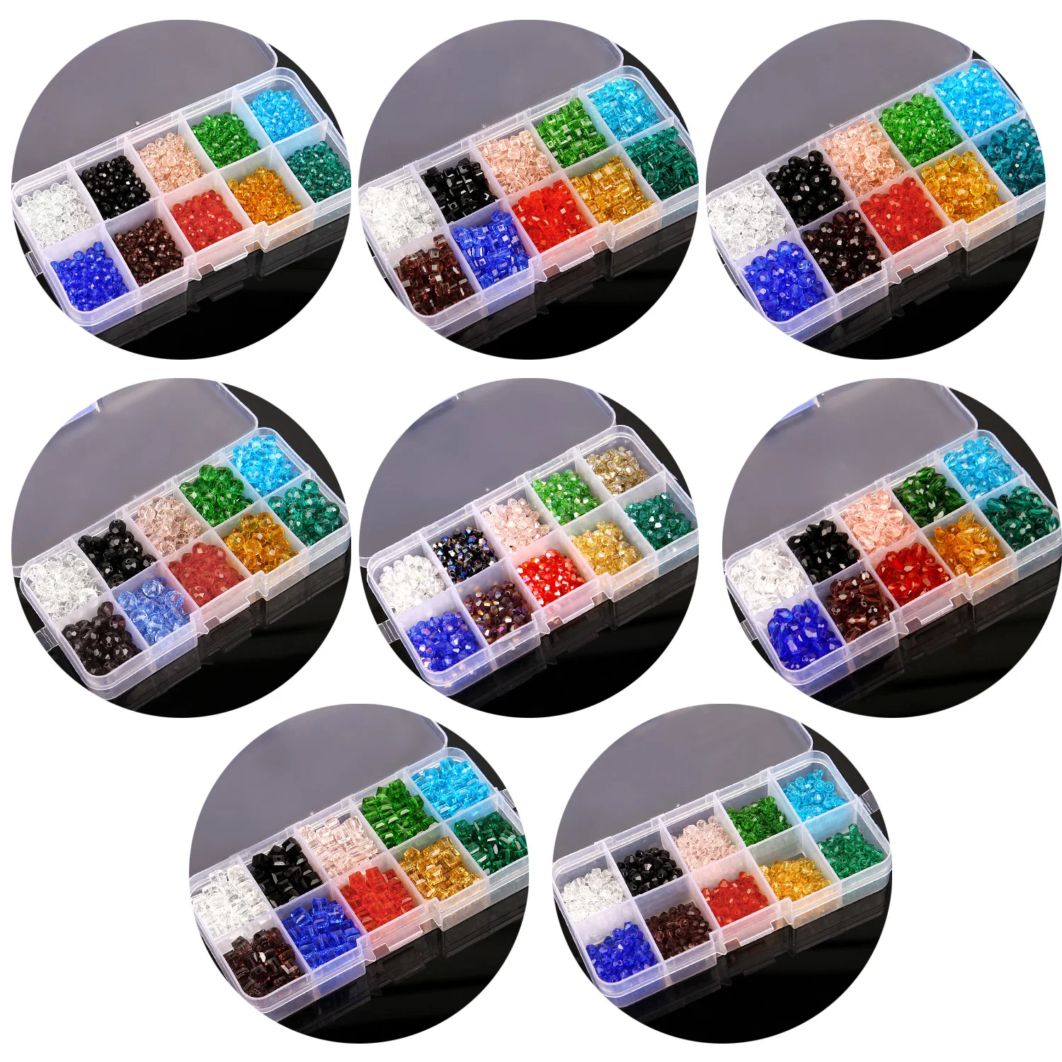 

1000Pcs 4/6/8mm Shiny Crystal Beads Bicone Beads Glass Beads Loose Spacer Beads for Jewelry MakingDIY Bracelet Necklace