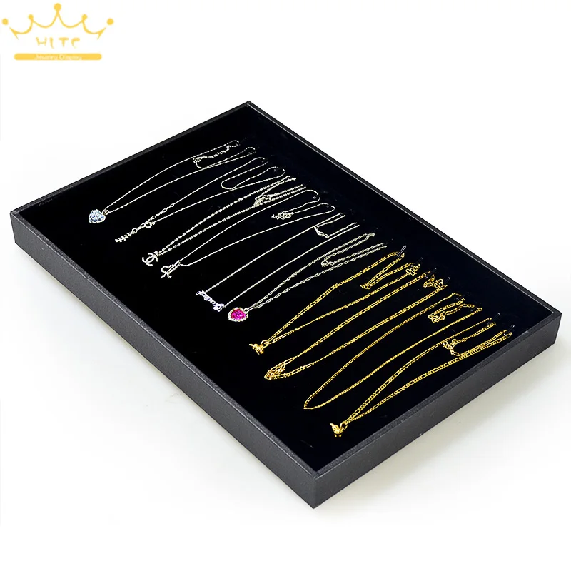 Черный Бархатный поднос для ювелирных изделий демонстрация браслетов ожерелий