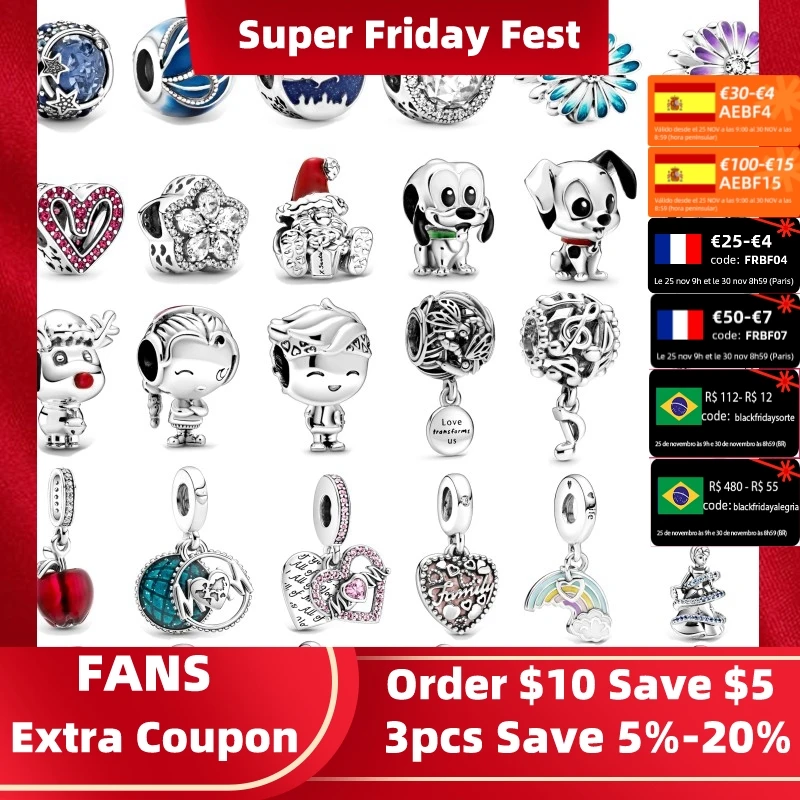 

MC 925 Sterling Silver Puppy Maple Leaf Lotus Daisy Drip Oil Beads Tower Pendant Fit Pandora Charms Bracelets DIY Women Jewelry