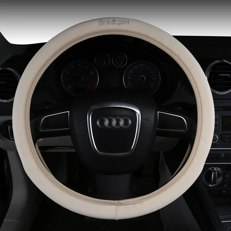 C5 Beige Чехлы рулевого колеса автомобиля светоотражающие искусственная кожа Эластичный китайский дракон дизайн Авто Руль Протектор YS5005 - Название цвета: C5 Beige
