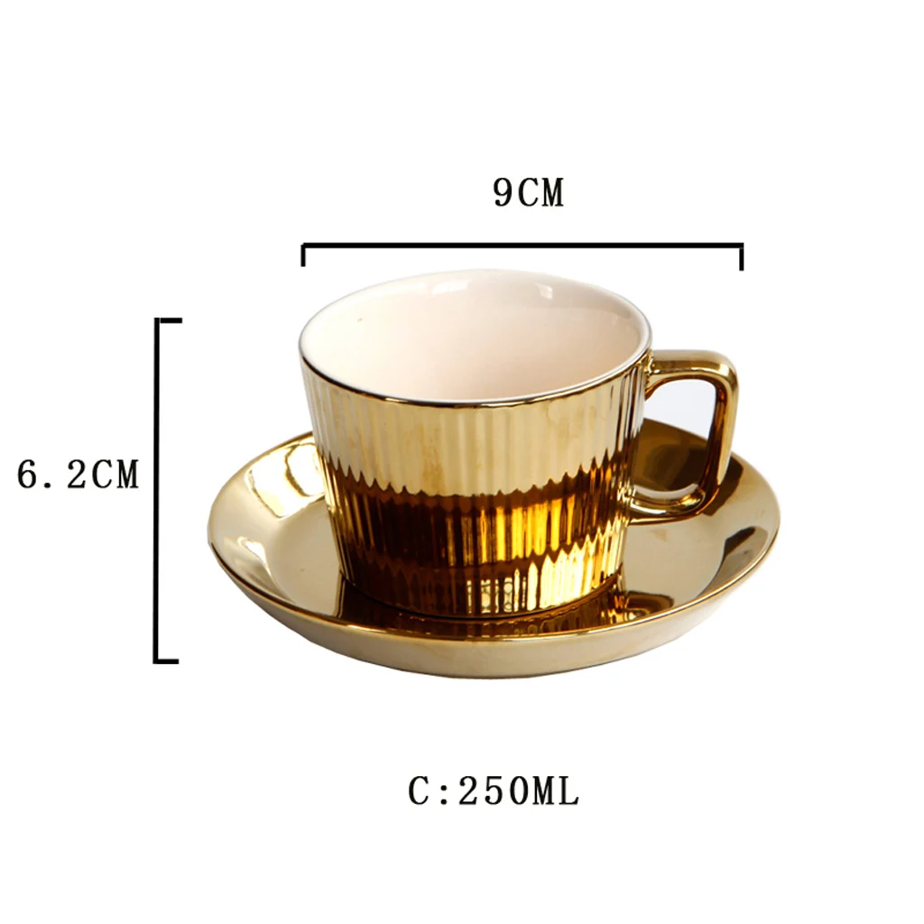 Xícara de Café Conjunto de Porcelana Xícara de Café-branco Dourado Europeu Pires -branco Chá – &