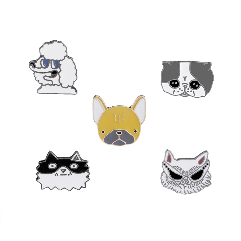 5 Pin мультфильм собака броши-кошки для женщин креативный смайлик пакет значки с