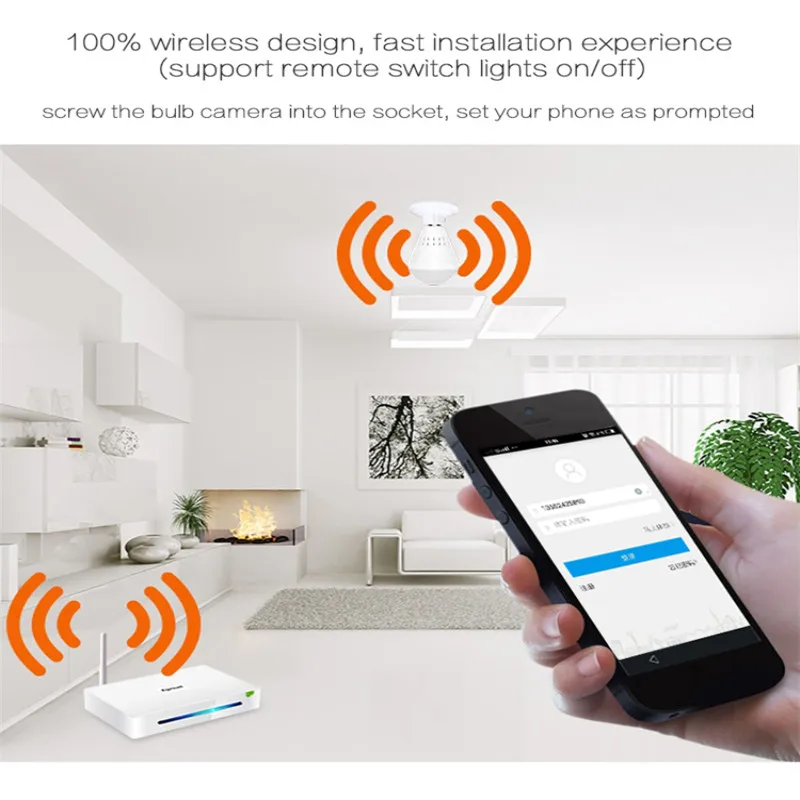 Панорамная камера видеонаблюдения с углом обзора 360 градусов Wi Fi 960P HD ночное