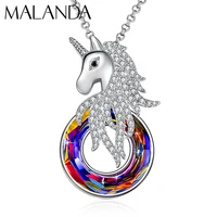 malanda original crystals from swarovski lucky unicorn pendant necklaces for women new fashion wedding party jewelry gift