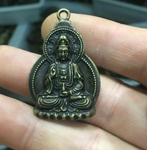 Амулет бронзовая латунь тибетский Будда Зеленый Лотос амулет кулон guanyin Maitreya