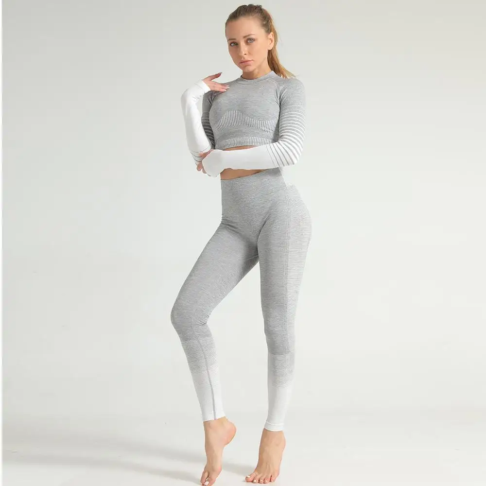 Женский бесшовный спортивный костюм Омбре комплект из 2 предметов укороченный