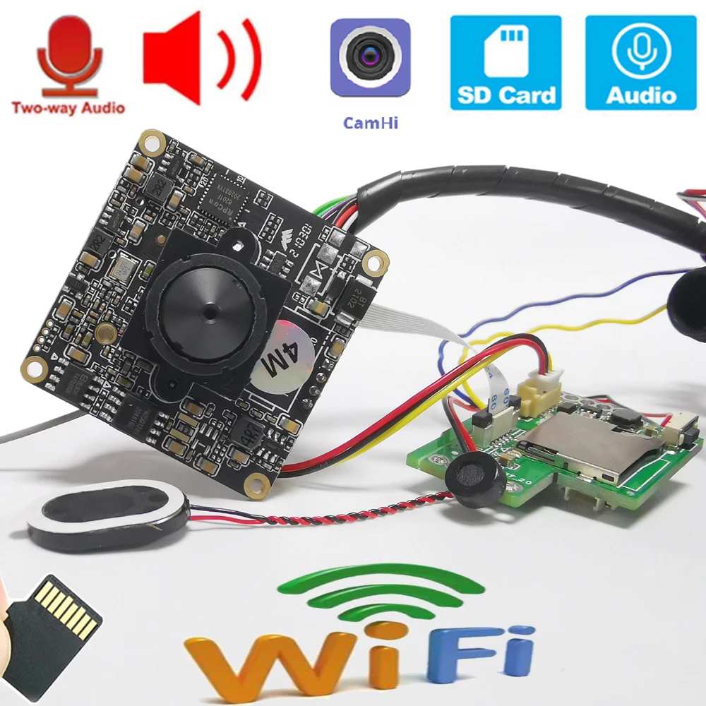 

720P 960P 1080P 2MP 3MP 5MP Hd Onvif P2P Double Board Two Way Audio Wireless IP Camera Module Wifi SD Card Slot Camhi