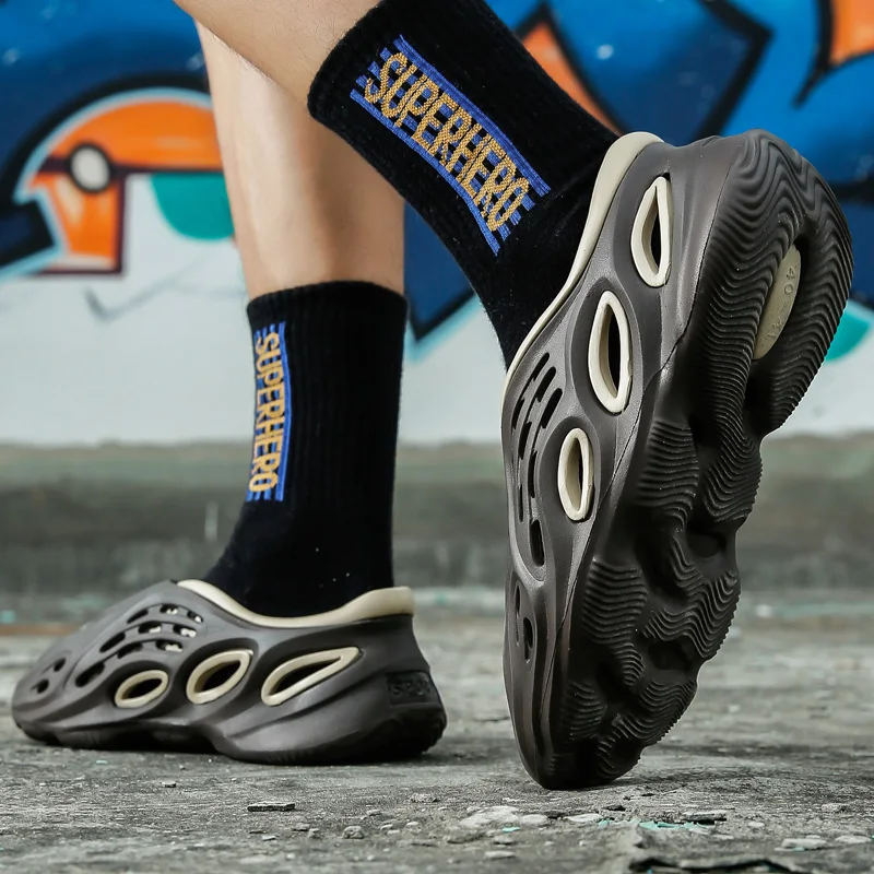 Сандалии мужские/женские с перфорацией пляжная обувь без застежки летние