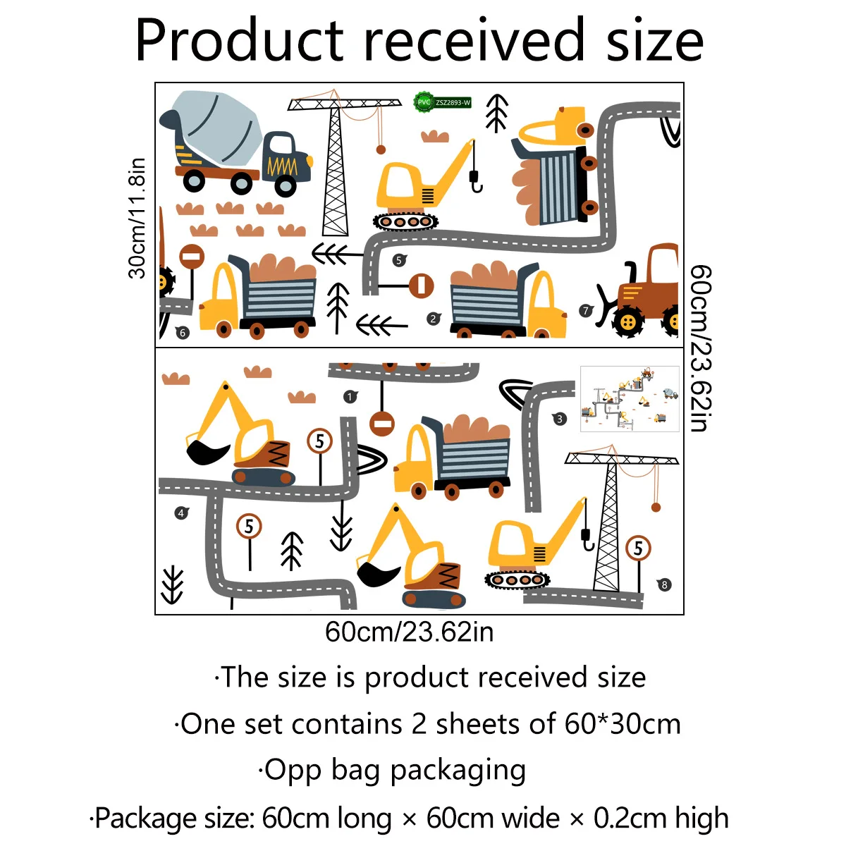 

Cartoon Engineering Truck Excavator Road Wall Stickers For Children'S Room Bedroom Kindergarten Wall Decoration Stickers Pvc