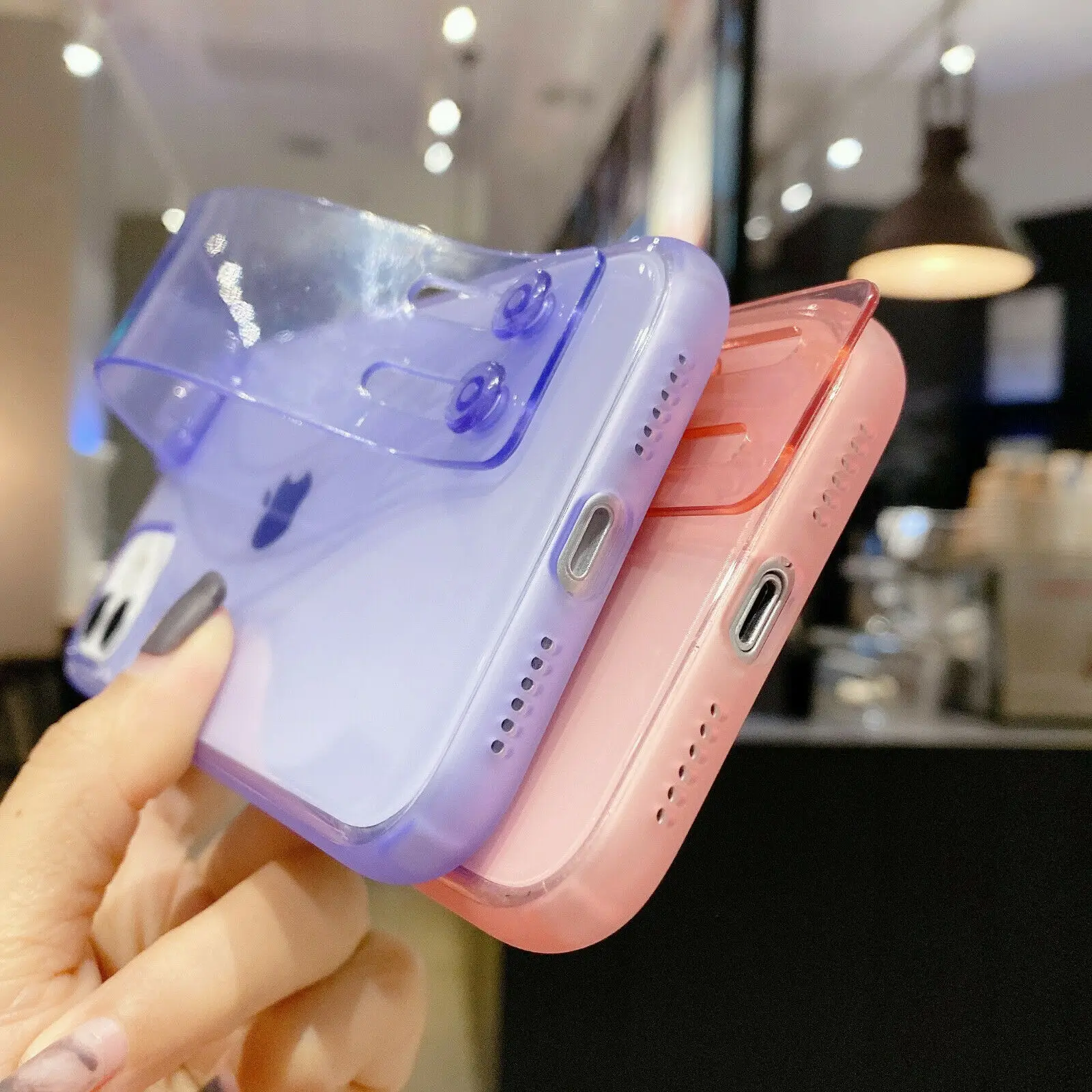 

Shockproof Transparent Silicone Case Cover For iPhone 11 Pro Max XR X XSMAX 8 7 6 Plus Soft TPU Wrist Strap Phone Back Cover