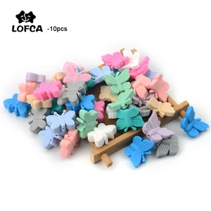 Бусины силиконовые для прорезывания зубов в виде бабочек, 10 шт.