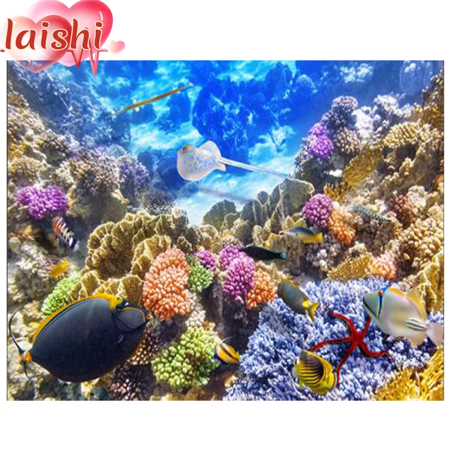 

5D DIY Diamond Painting Sea animals Cross Stitch Kit Embroidery Full round Mosaic Rhinestone Craft Lover for Home Decor picture
