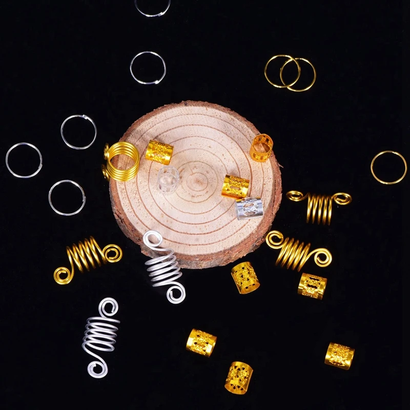 160 шт./компл. бусины Dreadlock смешанный алюминиевый страх металлические манжеты