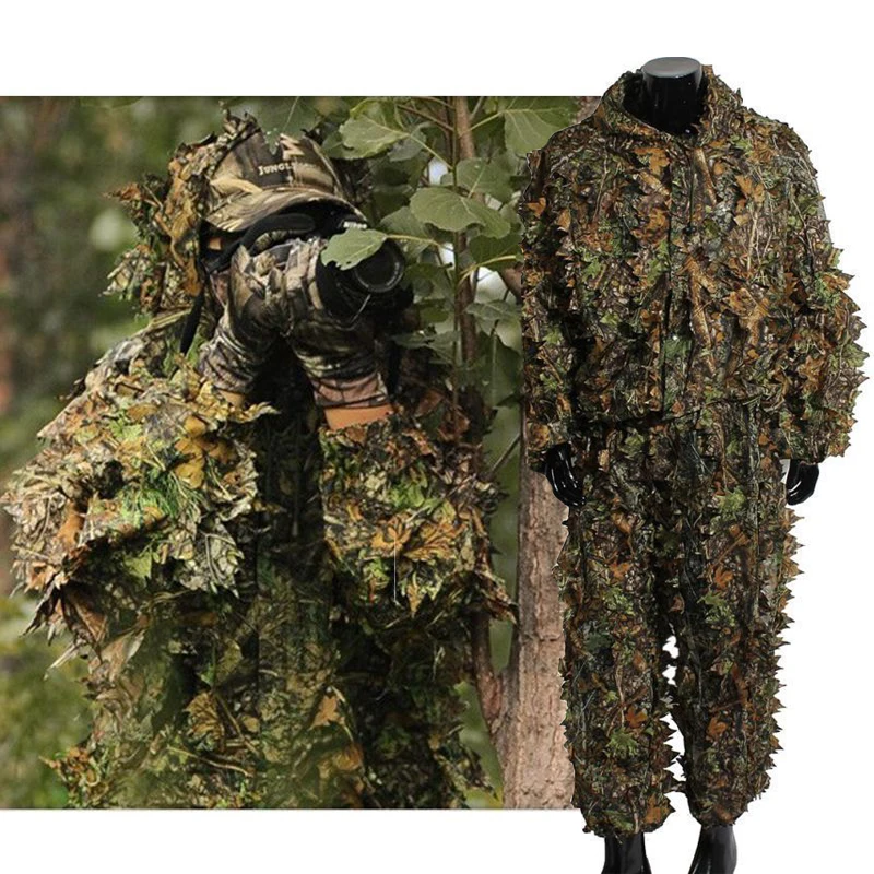 

Новые охотничьи костюмы Ghillie с 3D рисунком кленовых листьев, бионические снайперские часы для страйкбола, одежда для леса, камуфляжная куртк...