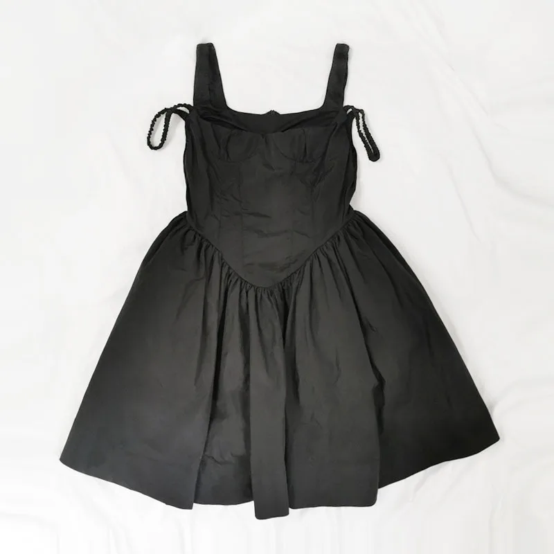 

[DEAT] Strapless Solid Color Sleeveless Fake 2-piece Double Shoulder Dress Corset High Waist Shawl Skirt 2021 Summer GX677