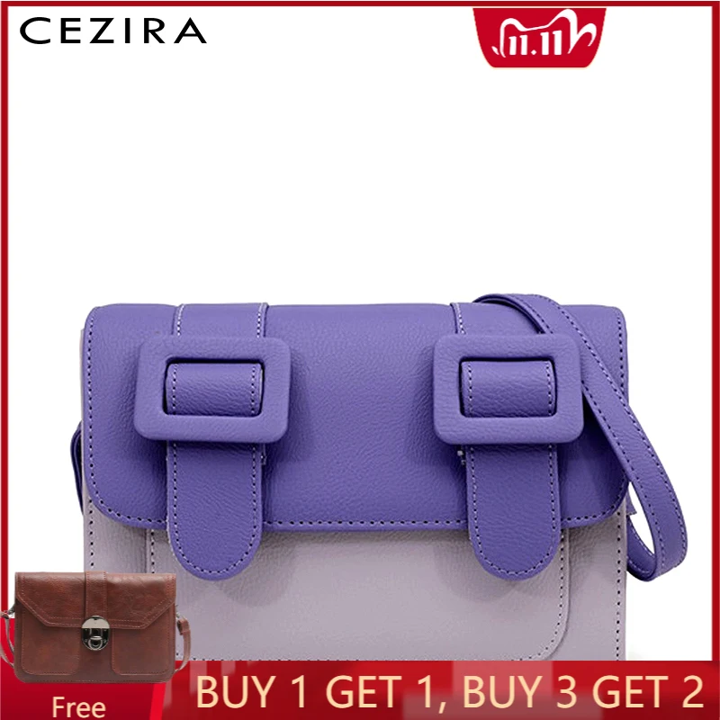 

CEZIRA Fashion Shoulder Bag For Women Popular Design PU Leather Flap Crossbody Handbag Female Small Casual Phone Messenger Purse