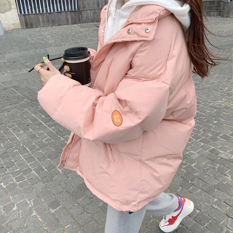 

Loose Casual Coat Korean Style Over Size Zipper Thick Coat Winter Streetwear Manteau Femme Hiver Cotton Padded Clothes EG60