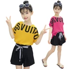 Футболка и шорты для девочек, на Возраст 4-14 лет, с надписью