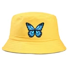 Мужская хлопковая Панама с синей бабочкой, повседневная женская шляпа, шляпы для рыбаков, аксессуары для активного отдыха