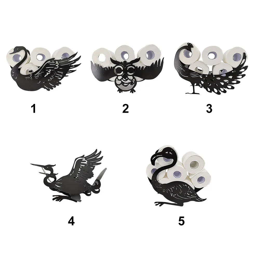

Home Decor Toilet Paper Roll Holder Iron Art Craft DIY Storage Rack Cute Owl Flamingo Bathroom Wall Mounted Animal Crane Shape
