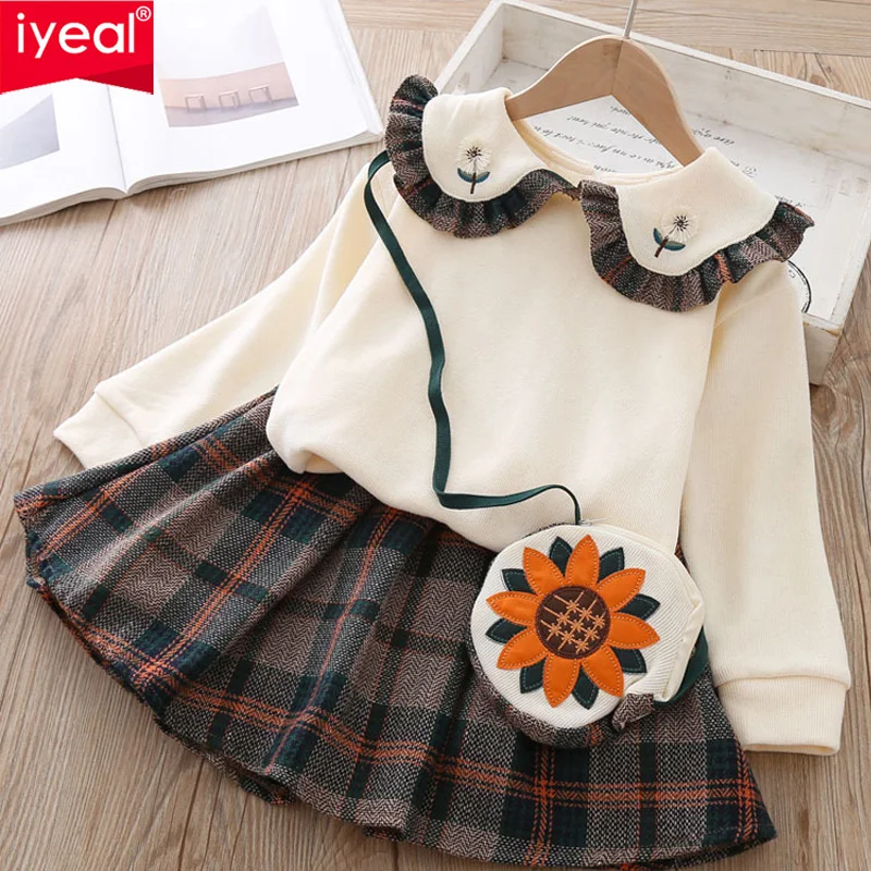 IYEAL комплекты одежды для маленьких девочек платье принцессы одежда детей Топы с