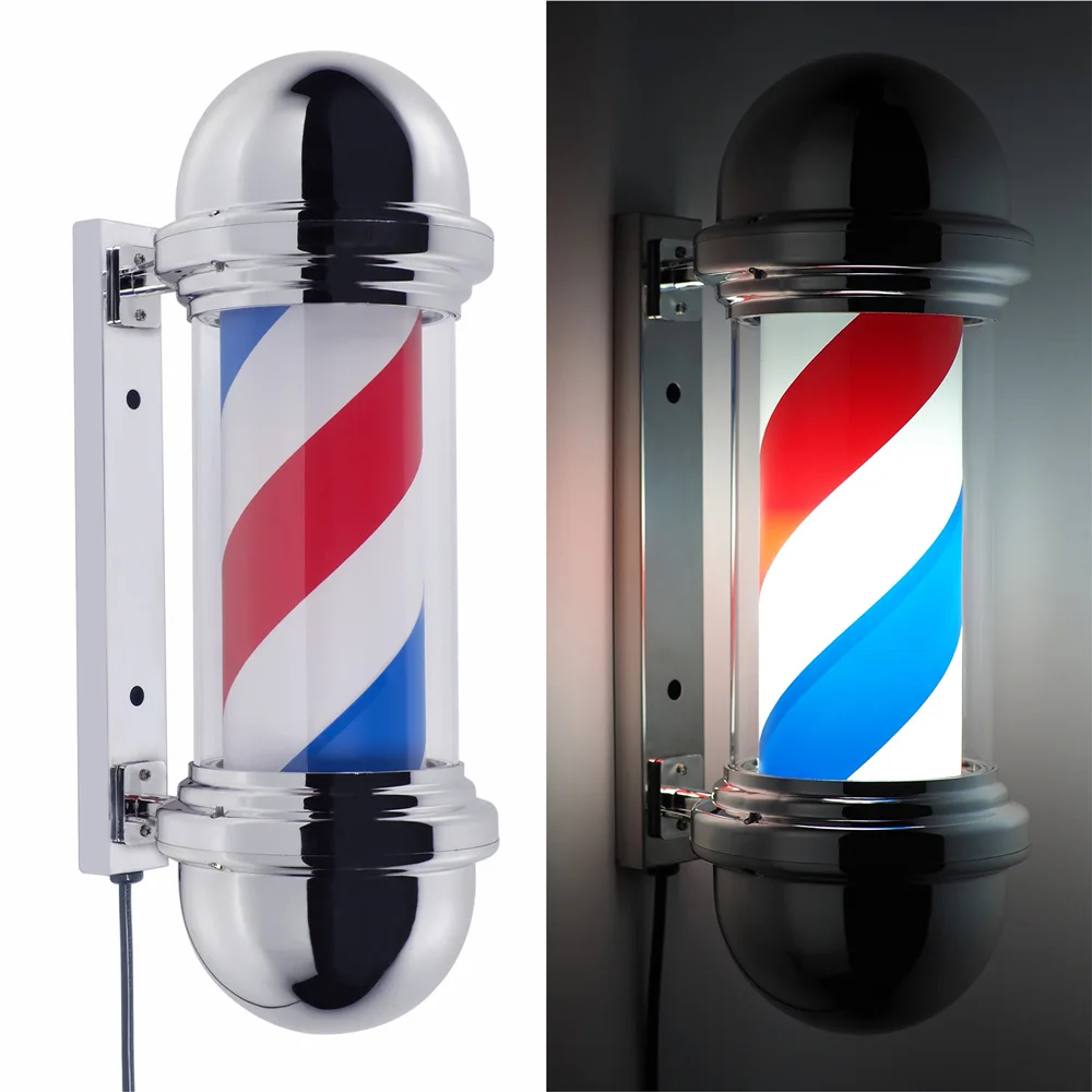 Classical Rotating LED Barber Pole Water Proof  Spinning Stripes Salon Open Sign enlarge