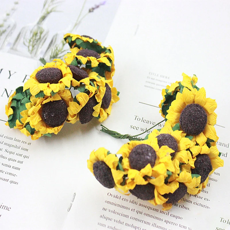 Осеннее украшение 10 голов желтый подсолнух шелк искусственные цветы букет для
