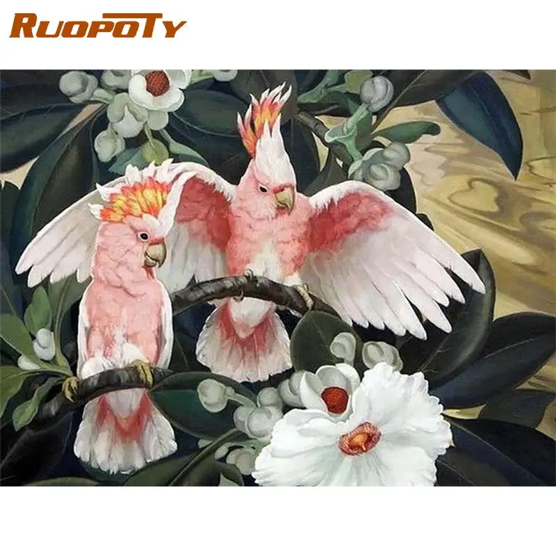 

RUOPOTY Acrylic Painting By Numbers For Adults With Frame 60x75cm Birds Animals Wall Art Picture By Numbers For Diy Gift 60x75cm