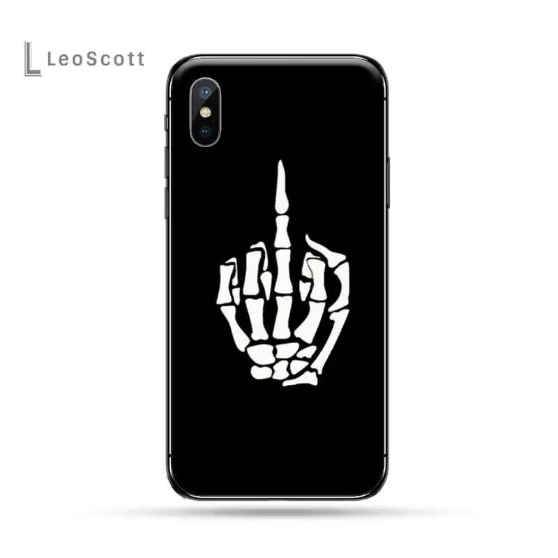 

Skeleton Middle Finger skull Phone Case for iPhone 11 12 mini pro XS MAX 8 7 6 6S Plus X 5S SE 2020 XR