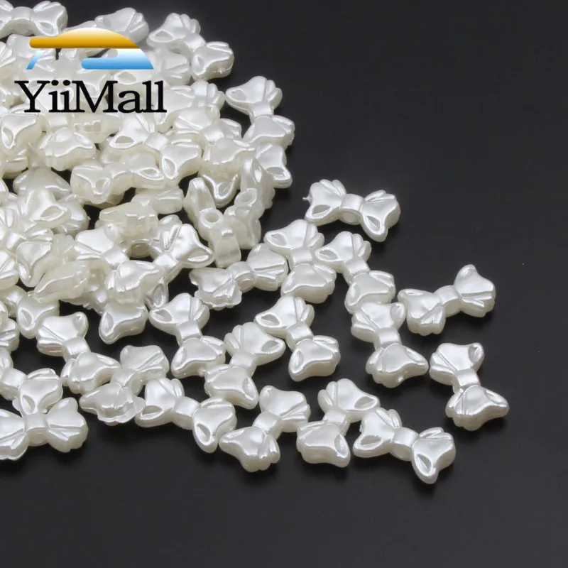 50pcs Ivory Bow-knot Imitation Pearls Beads 15mm Smooth Loose Spacer For Jewelry Making DIY Accessories | Украшения и аксессуары
